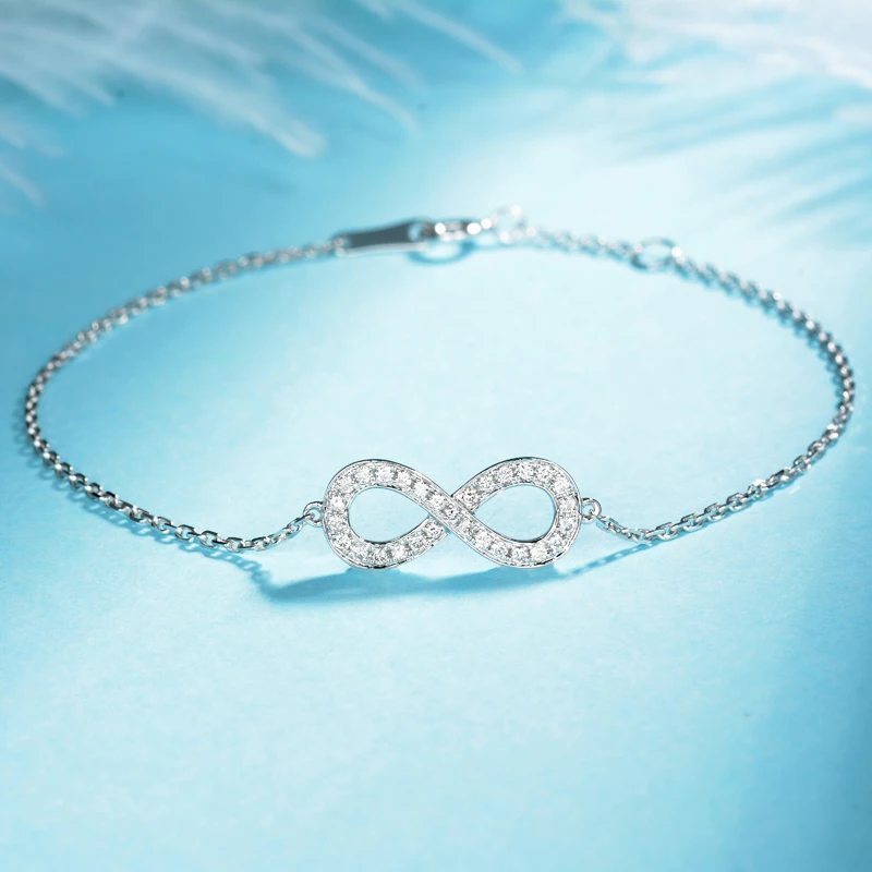 Женский браслет из серебра 925 пробы Infinity Diamond вечерние свадебные браслеты с