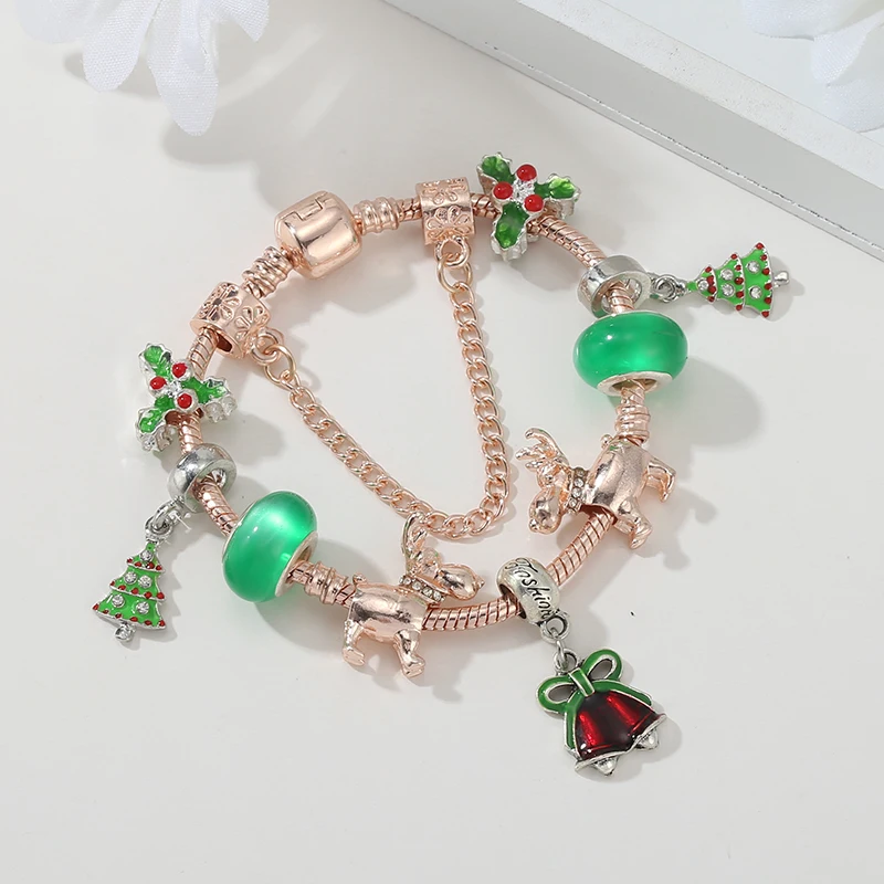 Новогодняя ёлка Одуванчик браслет с белыми муранскими бусинами подходит для