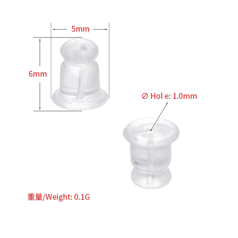 

ZHUKOU 200pcs/lot Clear Soft Silicone Rubber Earring Backs Safety Rubber Stopper Jewelry Accessories DIY Ear Plugging model:VE86