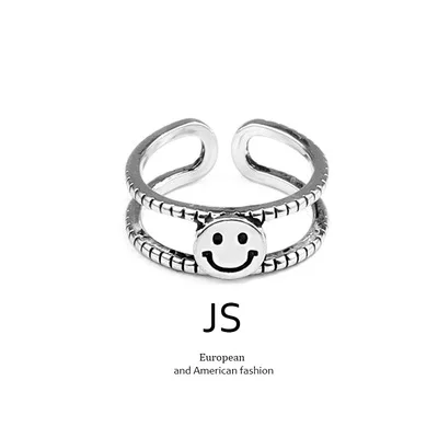 

Hollow Ring For Men And Women Smiling Face Ring Simple Jewelry Versatile Temperament Europe And America 2021 The New Fashion