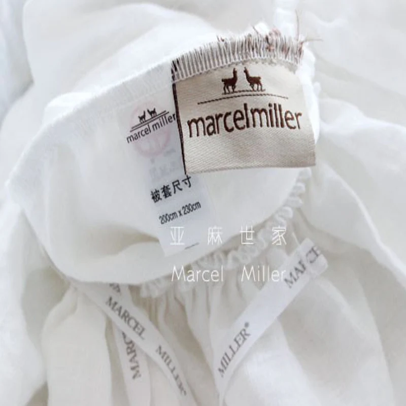 Льняная плоская простыня с двойными рюшами предварительно вымытая супер мягкая