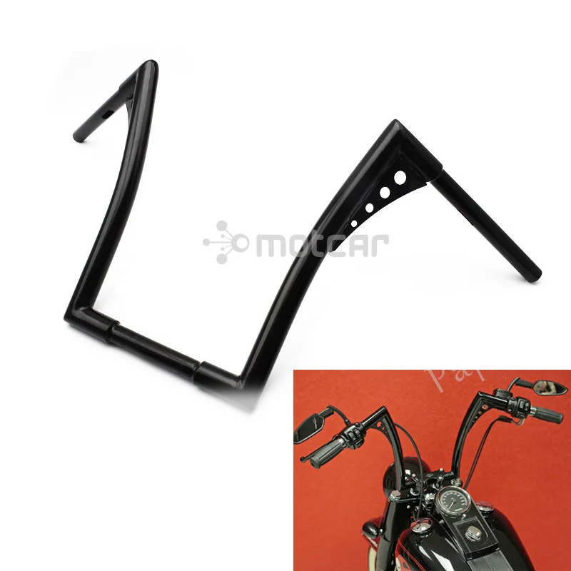 

Black 14" Rise 1-1/4" Motorbike Cafe Racer APE Hanger Handlebars Fat Bar For Harley FLST FXST Sportster XL Softail Dyna Touring