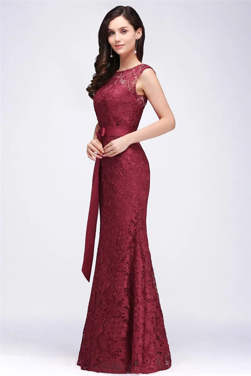 Vestido de Festa Русалка бордовые кружевные вечерние платья Длинные Сексуальные Illusion