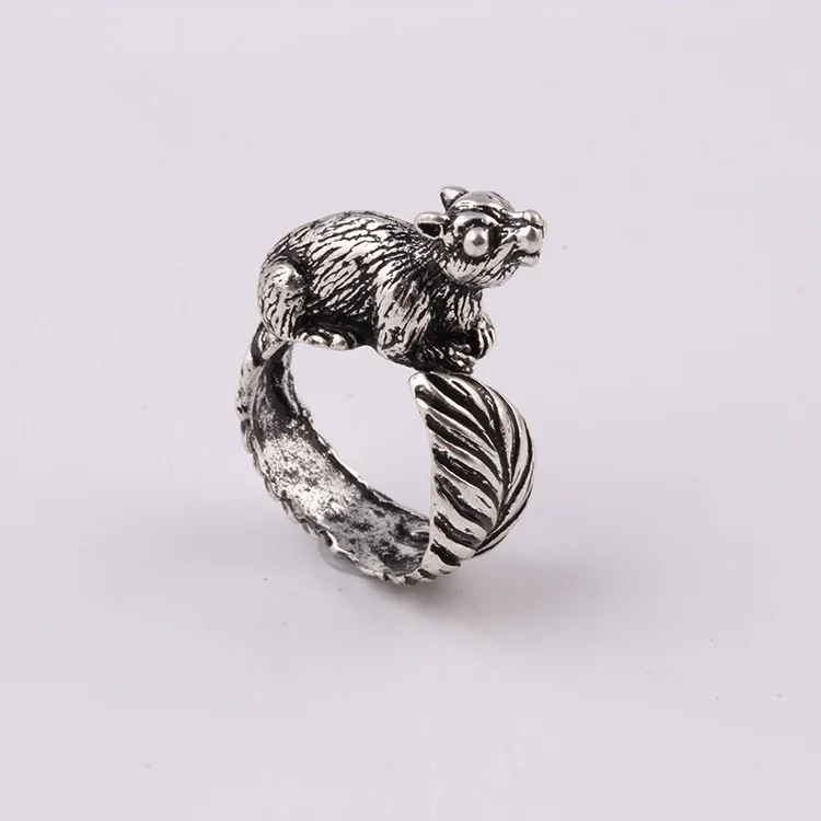 

Personality Lovers Retro Cute Squirrel Ring 2021 Korean Men Women Fashion Punk Opening Ring Trend Men Women Party Jewelry