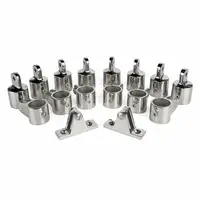 16Pcs Stainless Steel 7/8" 22mm Deck 4-Bow Bimini Top Hardware Fittings Set Eye End Cap/Jaw Slide Pipe Clamp Hinge for Boat