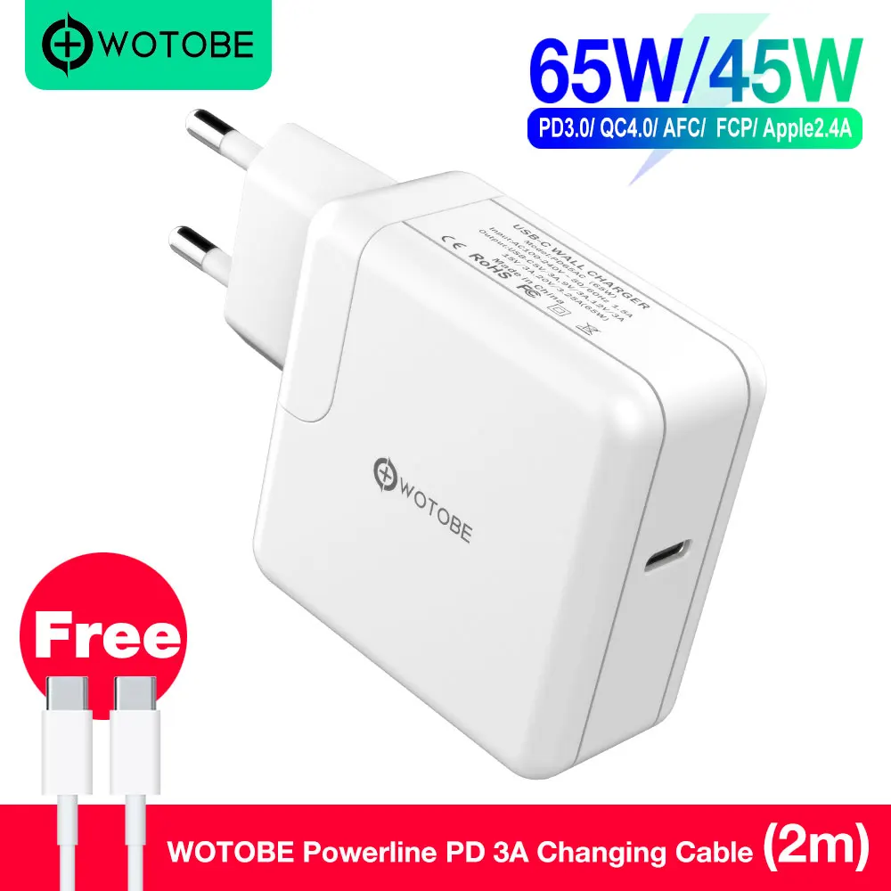 USB C PD3.0 65W 45W настенное зарядное устройство QC4.0 AFC для ноутбука xiaomi Type MacBook Pro/Air iphone