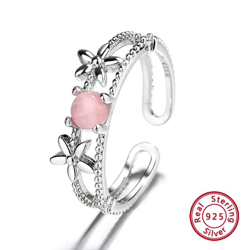 

Trend European Fashion Adjuestable Size Luxury Romantic Flower Zircon 925 Sterling Silver Ring for Women Charm Jewelry Gift