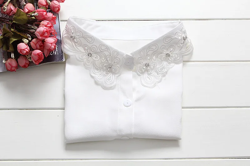 Linbaiway Женская взрослая рубашка кружевной воротник имитация бисера ложный