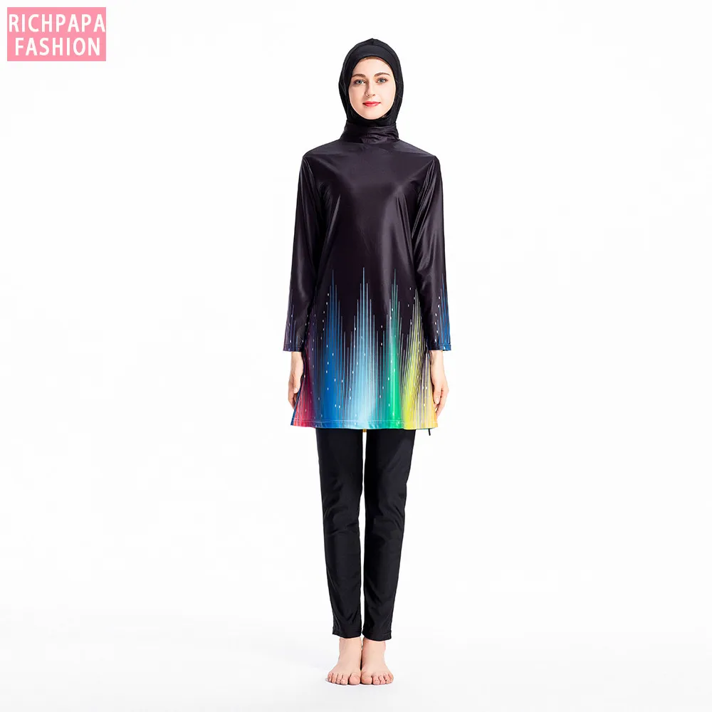 Цветочный скромный Мусульманский купальник женский мусульманский из 3 частей с