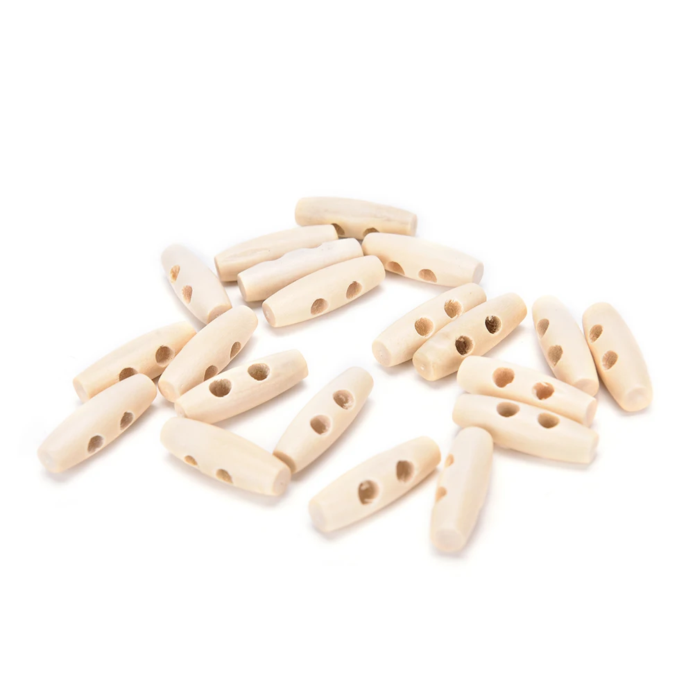 

20PCS/SET 2 Holes Wooden Buttons 30mm*11mm DIY Sewing Horn Toggle Buttons For Coat Cloth Accessories Craft DIY And Scrapbooking