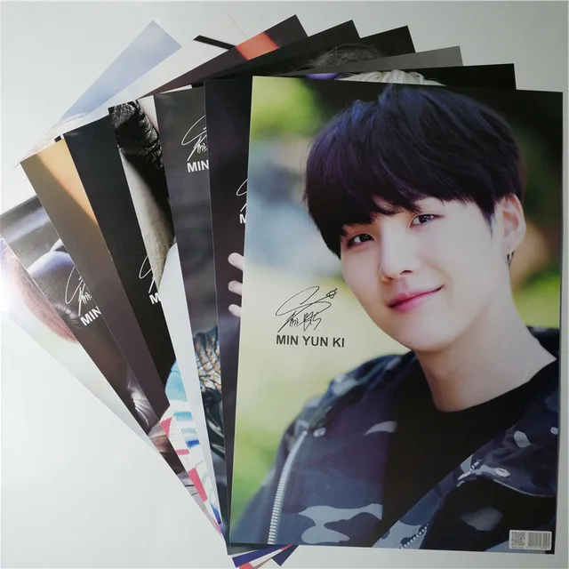 Синий 8*(42x29 см) Bangtan мальчики SUGA плакаты настенные наклейки подарок KPOP вокруг плакатов yoongi SUGA плакат подарок мин Юн Ки - Цвет: Синий