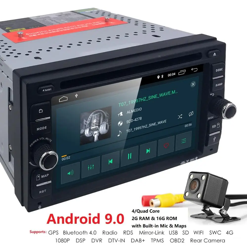 Два Din Android9.0 dvd-плеер автомобиля стерео радио gps Wifi OBD2 DAB tv Bluetooth Navi Автомобильный мультимедийный плеер для универсального аудио