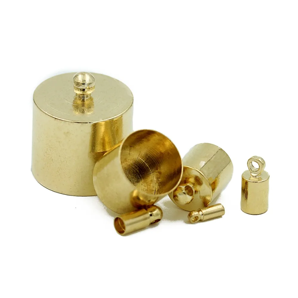 

100pcs/lot KC 1.4mm/1.8mm/2.3mm/2.8mm/3.3mm/3.8mm Necklace Bracelet End Caps Connector Fitting for Jewelry Making