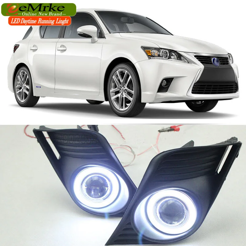 

EeMrke светодиодный дневные ходовые огни для Lexus CT220h CT 200h 2014 2015 2016 2017 Противотуманные фары COB ангельские глазки DRL Противотуманные фары в сборе