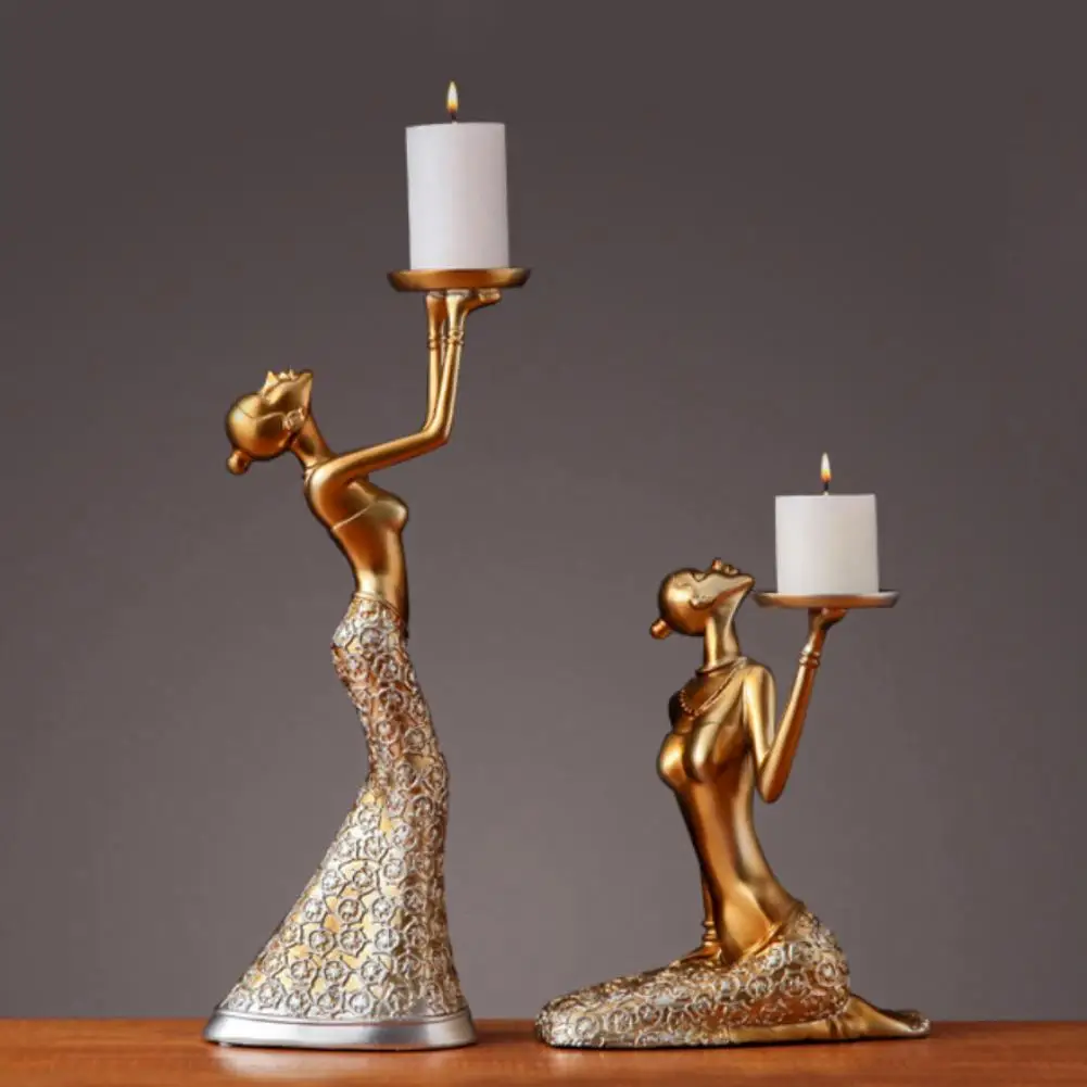 

1Pair Vintage Abstract Lady Candle Holder Statue Sculpture Candlestick Party Weeding Decoration Accessories Home Decor