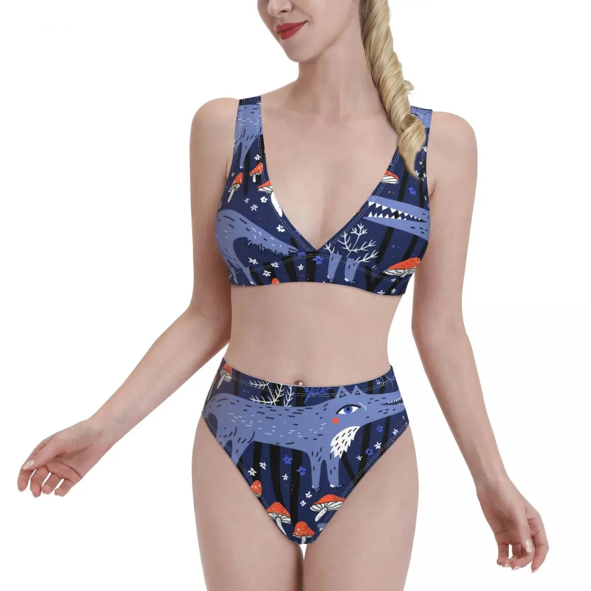 

Новинка 2021, спортивные бикини с принтом и пуш-ап, сексуальный женский купальник, купальник с высокой талией, женская пляжная одежда, забавны...