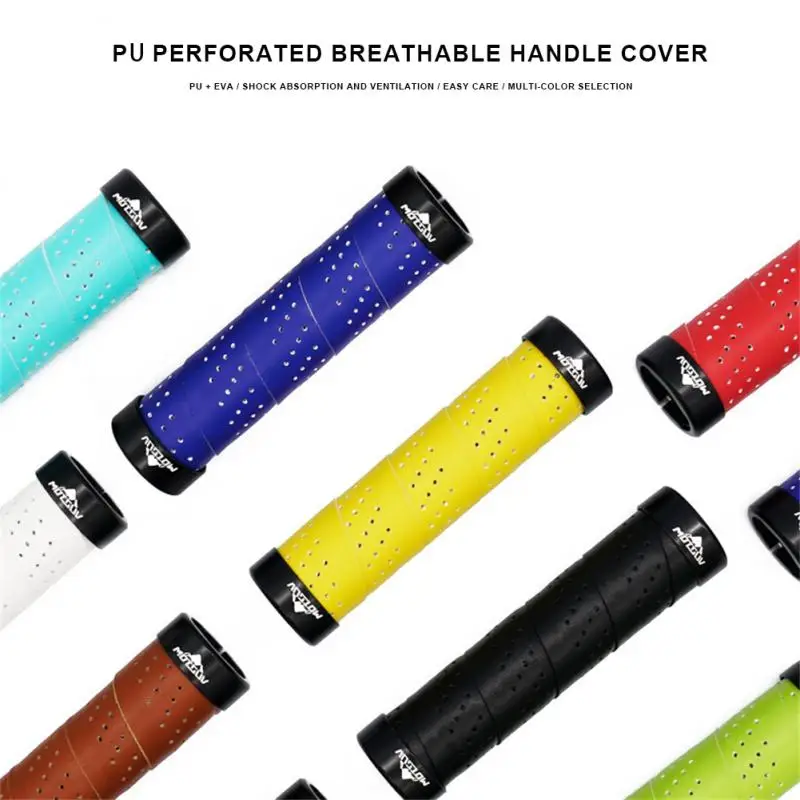 

MOTSUV 1 Pair Ultraight Cycling Handlebar Bike Grips Anti-Skid PU Leather + EVA Mountain Bike Bicycle Handlebars With End Grips