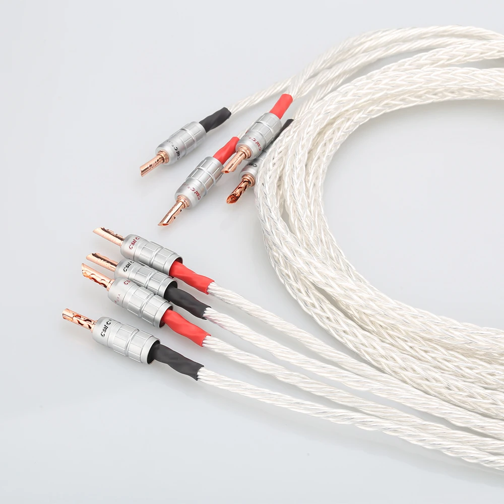 Пара 8AG посеребренный кабель для динамика Банановый штекер громкий Hi Fi