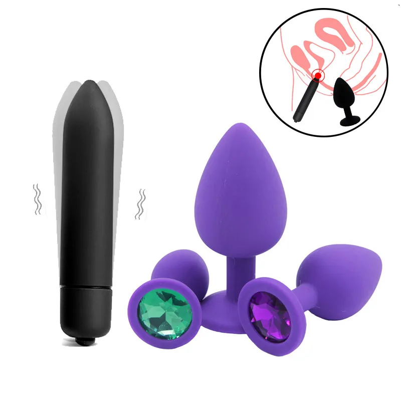 Силиконовая Анальная пробка фаллоимитатор вибратор секс игрушки для женщин