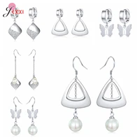 special sale 925 silver dangle hook earrings expensive metal texture butterfly triangle charms ear decoration for female gifts