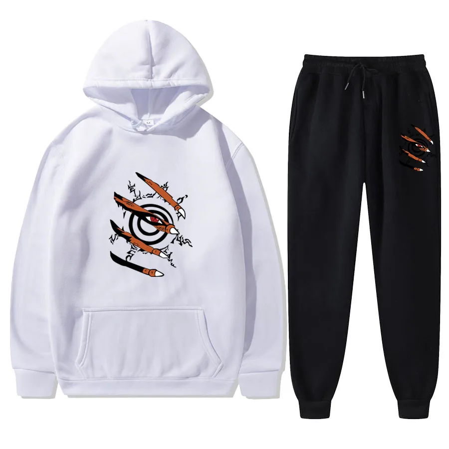 

Man Hoodie 2021 Fleece Sweatshirts 2-piece Set Harajuku Anime Hoodie+Pants Tracksuit Sportswear Streetwear Pullover Jogge Suit