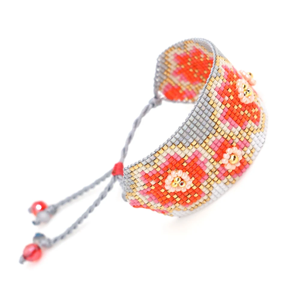 Go2boho MIYUKI браслет, ювелирные изделия в виде цветка, женские браслеты, женские браслеты,, браслеты на манжетах, ручной работы, тканые, богемные, модные, летние, морские