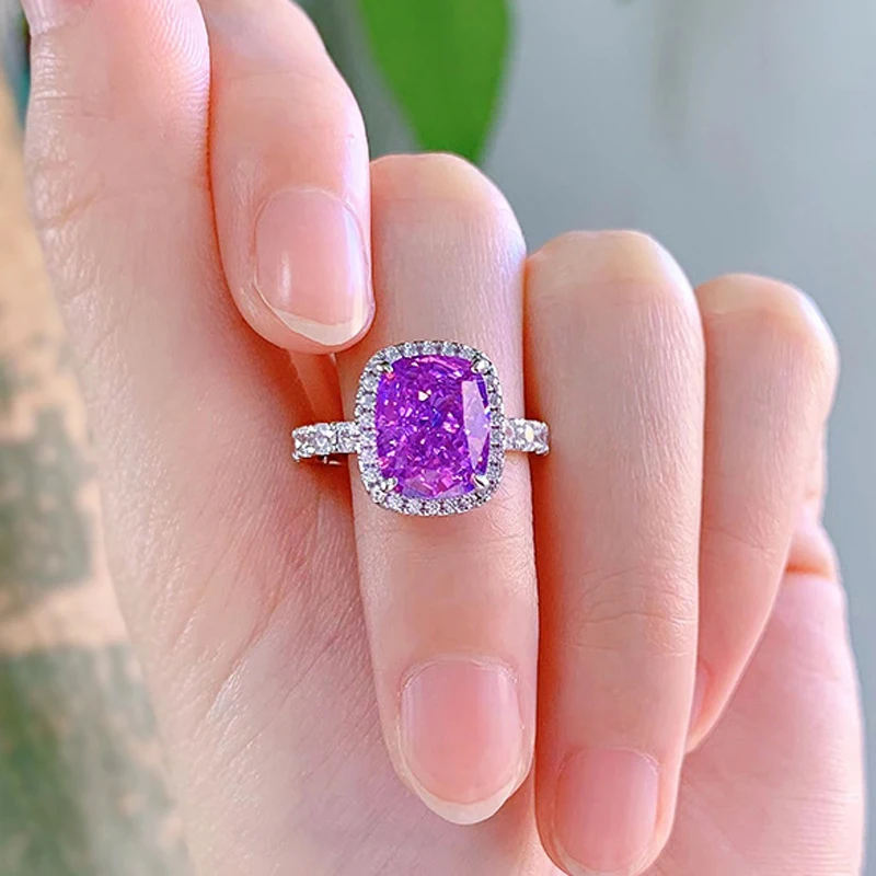 Кольцо Knobspin с бриллиантами женское обручальное серебристое фиолетовое высоким