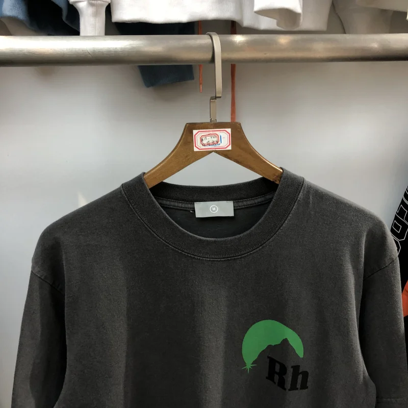 

2020 Rhude T Shirt Men Women Casual High Quality Tshirt Cotton Top Tees Japan RHUDE T-shirts Grey Green