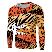zebra stripe leopard tiger patchwork 3d weartshirt print long sleeve new fall oversized casual novelty fashion harajuku clothes