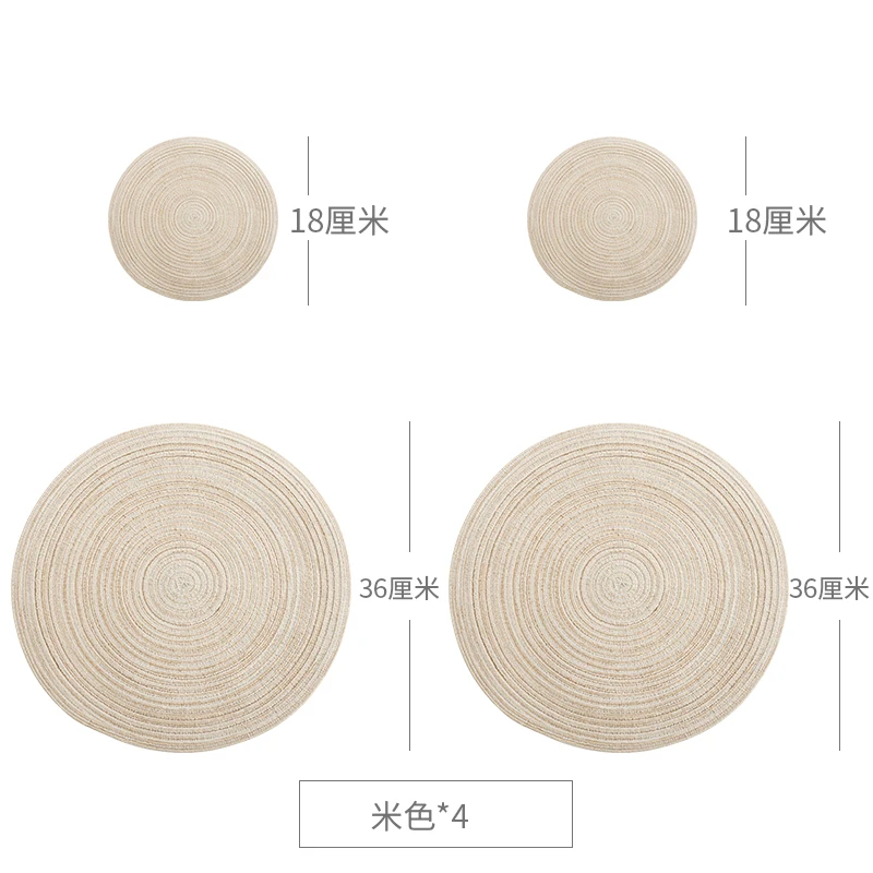 

Round Heat Resistant Hand-woven Cotton Rope Dining Table Non-slip Pot Drink Cup Coasters Table Placemat Kitchen Accessories
