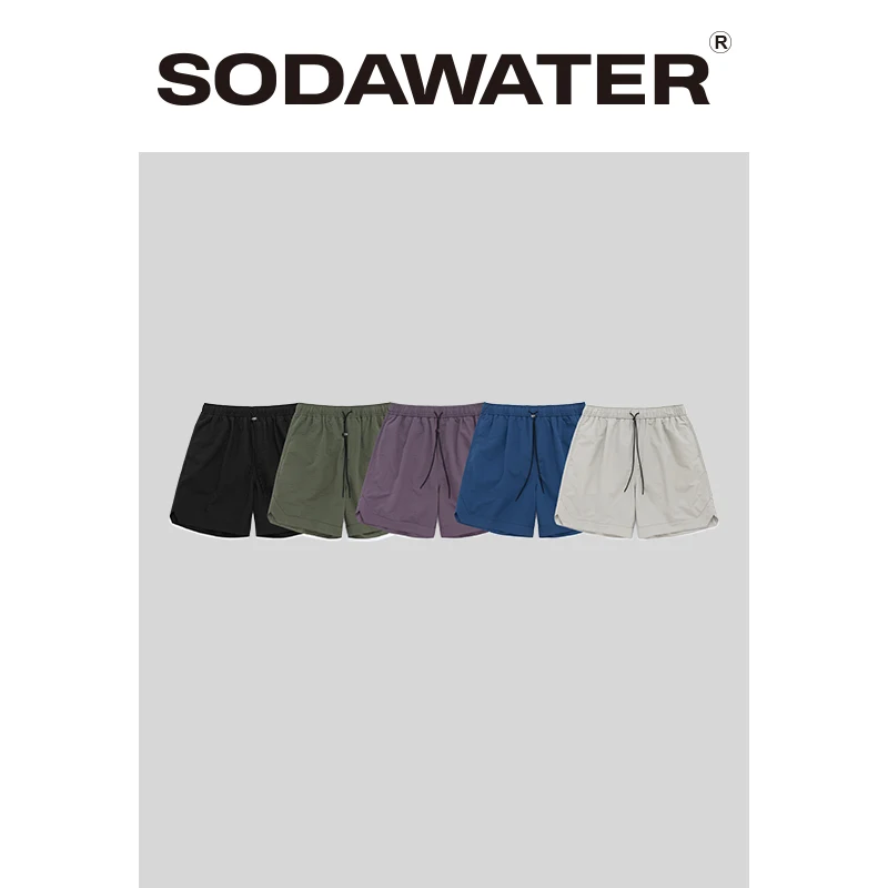 

SODAWATER Mens Casual Shorts Elastic Waist Men Shorts Hip Hop Summer Men Beach Vintage Shorts Compression Shorts 3073S20