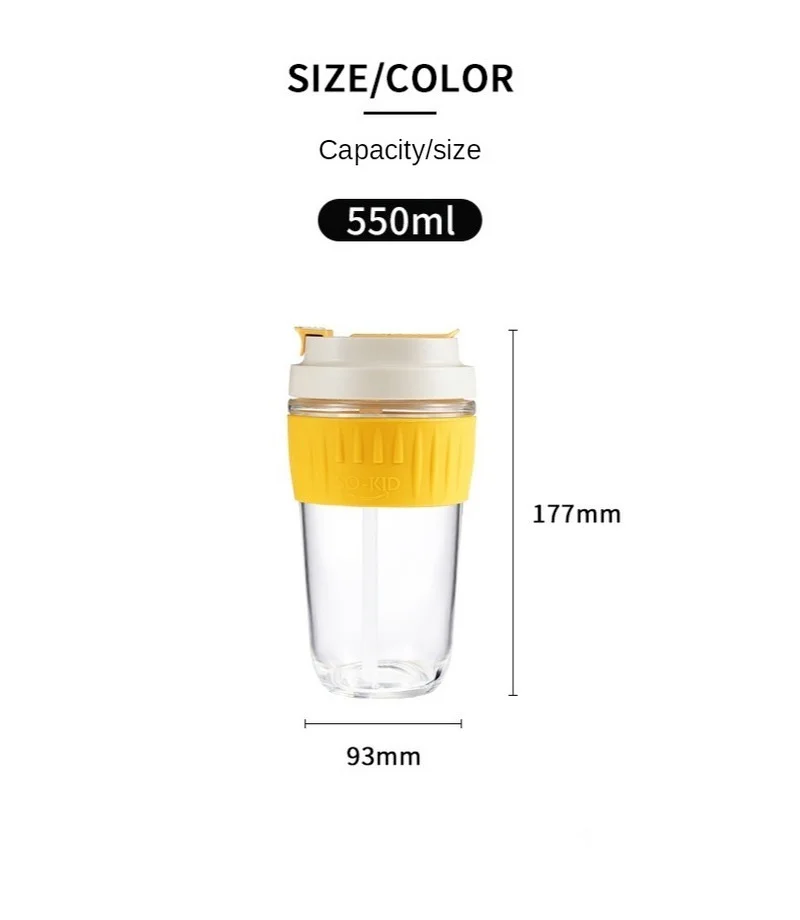 

Single-layer Glass, One-lid, Dual-use Coffee Cup, Large-capacity Portable Water Cup with Straw, Cute Simple Transparent Cup