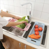 adjustable dish drainer sink drain basket washing vegetables fruit drying rack storage organizer rack kitchen gadget accessories