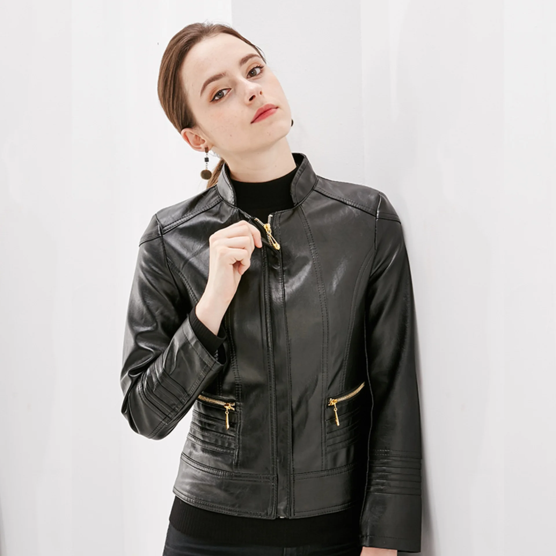

Jackets for women PU leather jacket, a new style of slim women's leather coat