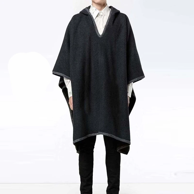 Мужская длинная шерстяная накидка в стиле ретро