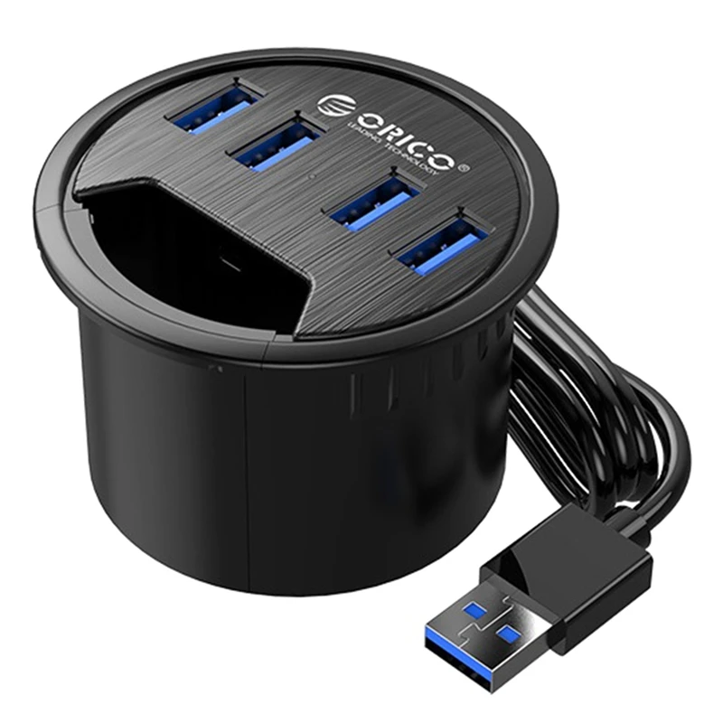 

ORICO Table Hole Type 4-Port USB3.0 Splitter Computer Multi-Interface Extender Hub Extension Cable with Dust Cover