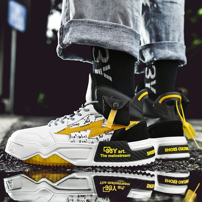 

CYYTL Man Running Shoes Outdoor Casaul Sports High-top Platform Waterproof Sneakers Men's Graffiti Youth Boys Street Trainers