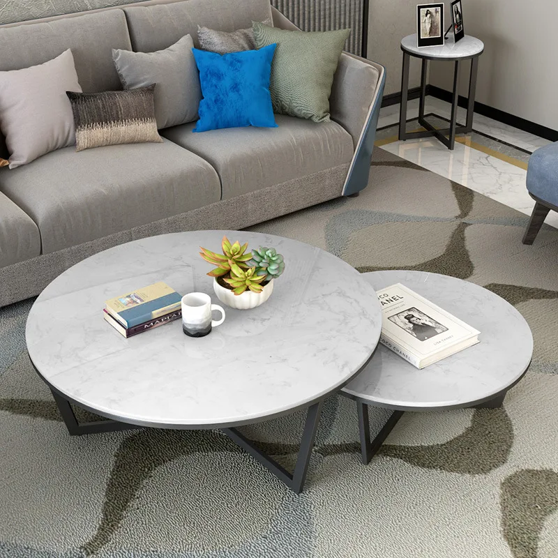 

Modern minimalist marble round combination home rock slab coffee table