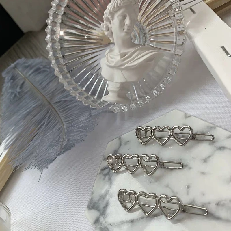 

Fashion new girl love five-pointed star alloy clip bangs clip adult simple hollow hairpin clip child woman Hair Accessories