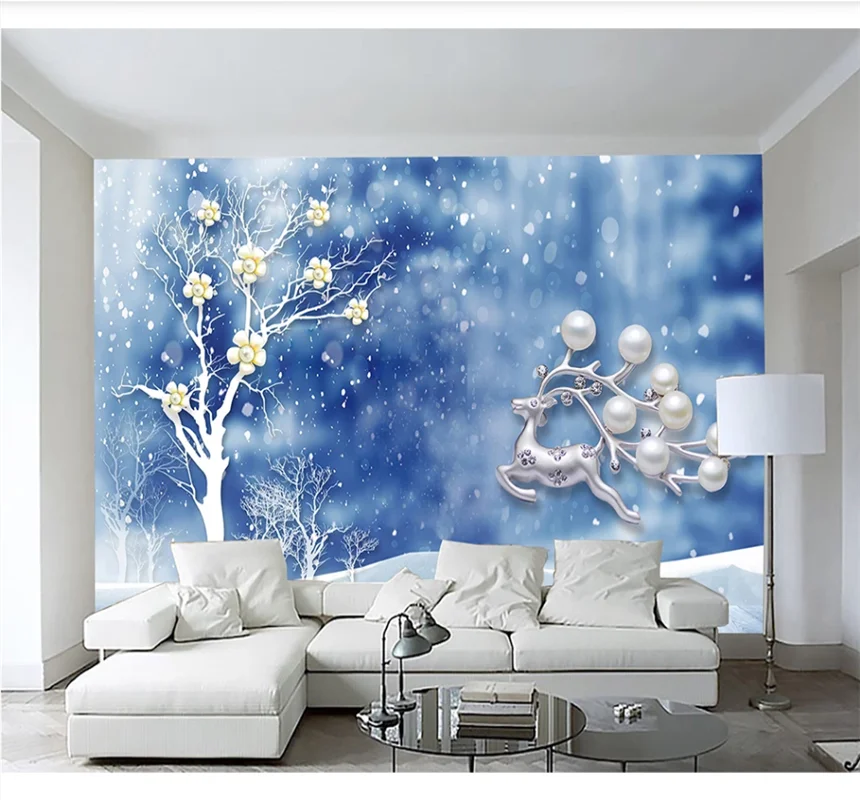 3D красивые обои в средиземноморском стиле с изображением сливы дерева жемчуга