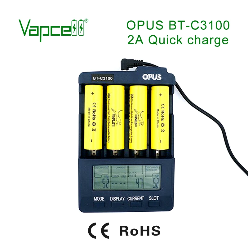 Vapcell 100% оригинальное зарядное устройство OPUS BT-C3100 с 4 слотами тип 26650 25500 26700 18650 16340