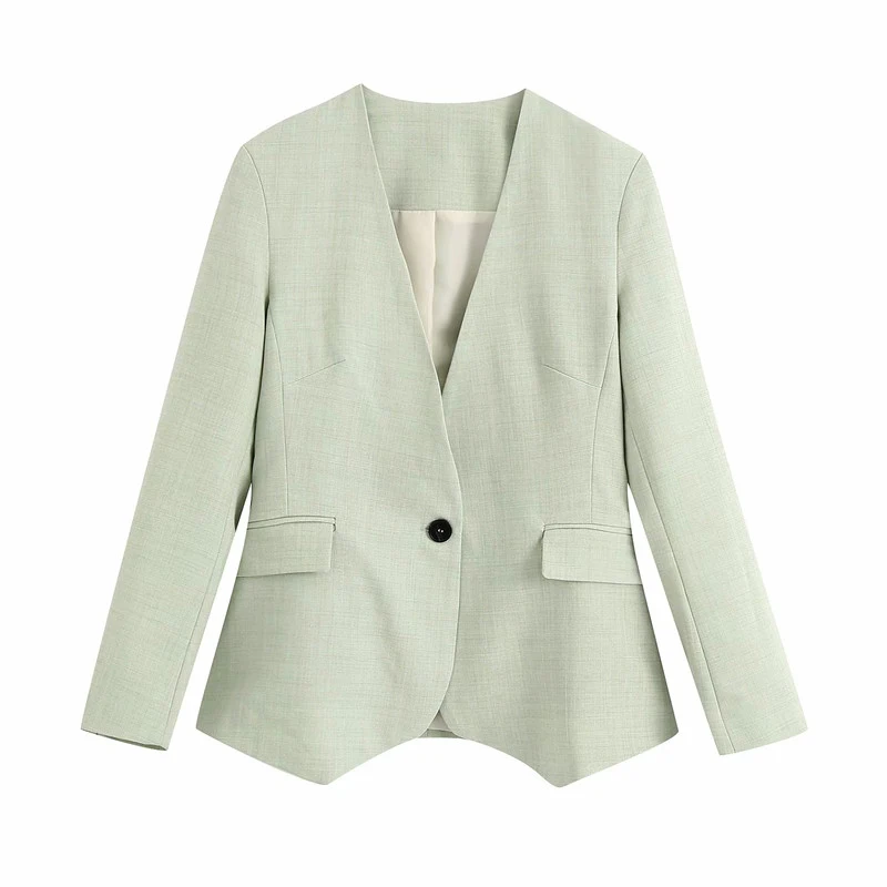 Женский блейзер с длинным рукавом za элегантная зеленая Повседневная офисная