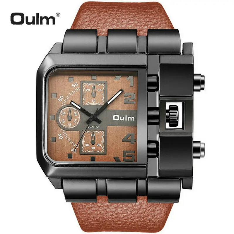 OULM военные спортивные квадратные наручные часы Мужские кварцевые мужские