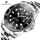 Часы наручные PAGANI NH35A Мужские автоматические, механические водонепроницаемые деловые зеленые, полностью из нержавеющей стали с привидением воды