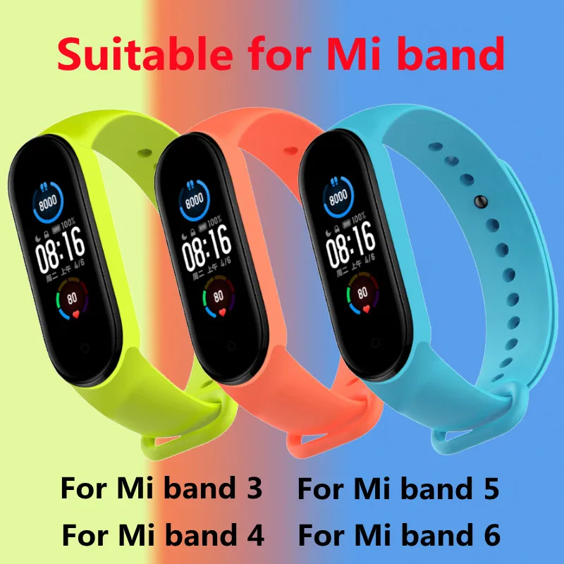 

For Mi Band 6 5 4 3 Strap Silicone Xiaomi Replacement Bracelet Watch Band Smart Sports Fitness Wrist Belt