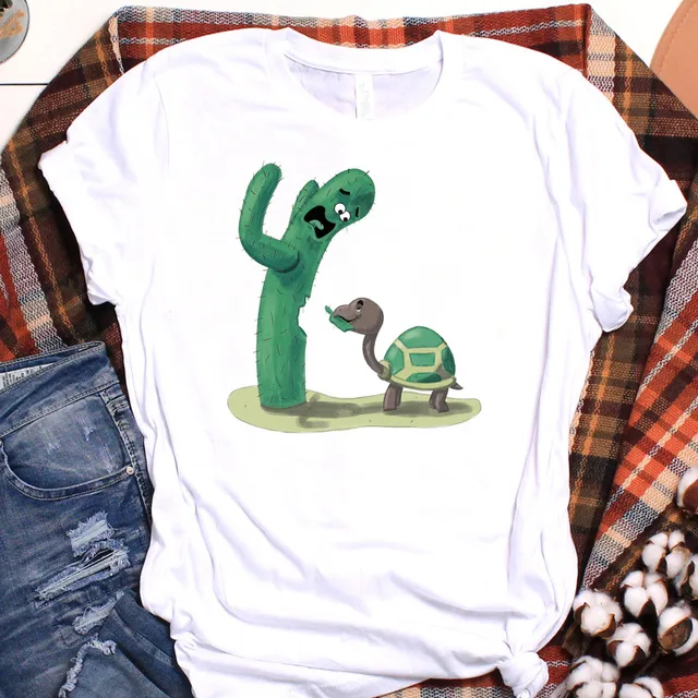 

Fashion T-shirt Cute Cartoon Summer Cactus Ladies T Tee Tshirt Womens Female Top Shirt Clothes Graphic Clothing T-shirt