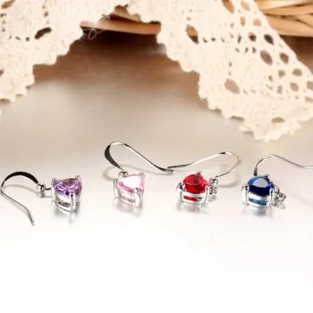 

Earrings Copper Jewelry Long Temperament Heart-shaped Zircon Earrings Gift Jewelry Custom Jc-4061