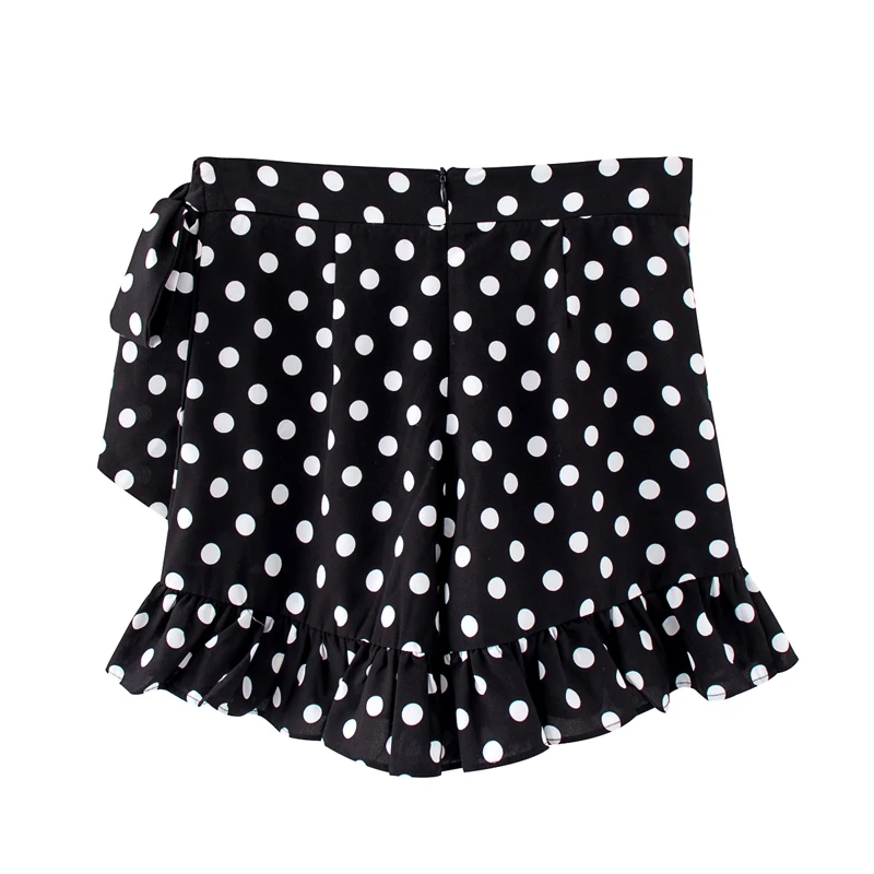 

Summer women's shorts casual dot print ruffled decorative shorts