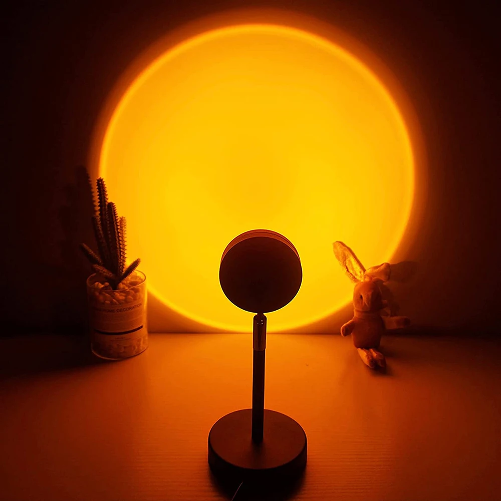 USB Sunset Projection Lamp Rainbow Led Night Light Sun Projection Desk Lamp For Home Bedroom Background Coffee Store Wall Lamp