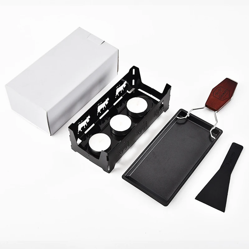 Mini Tea Light Cheese Raclette Set With Spatula &amp 3 Tealights-Foldable-Non-Stick-Fondue Kitchen Accessories Cooking Tools | Дом и сад